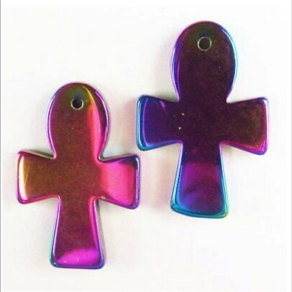 Rainbow Hematite Ankh Pendant